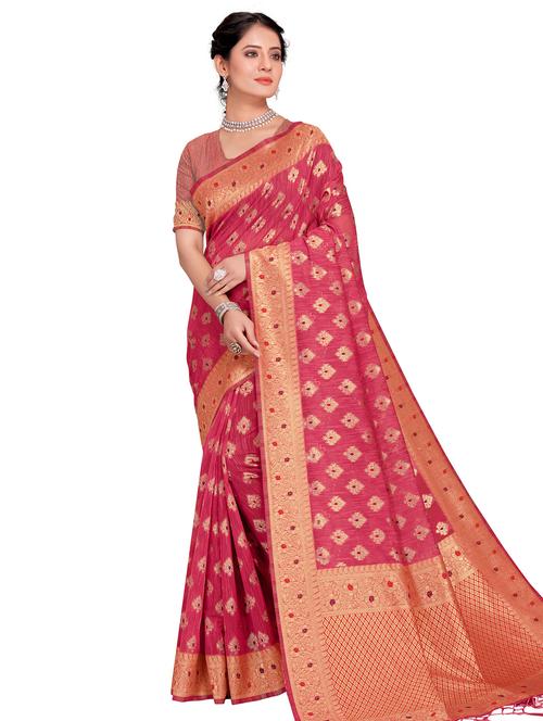 ethnic motifs handloom saree with blouse - 17695052 - Very Small Image - 1