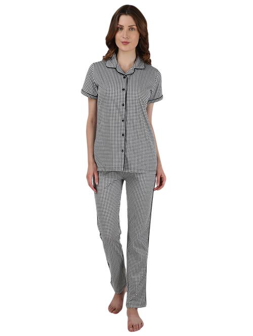 shirts collar checkered nightwear pajama set - 17695064 - Standard Image - 1