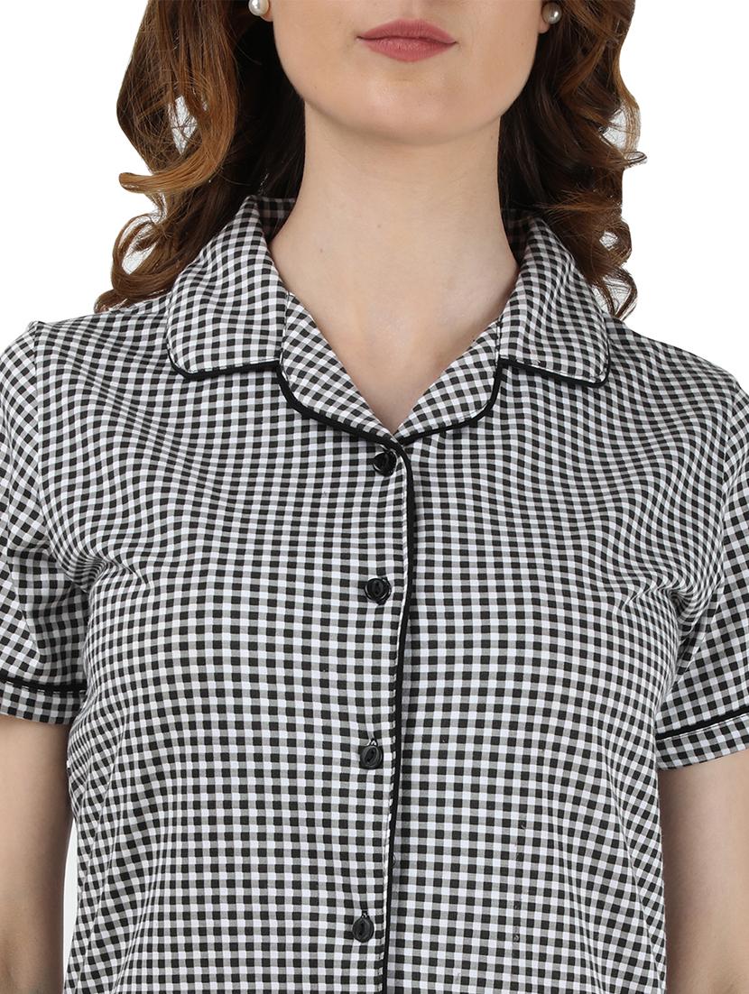 shirts collar checkered nightwear pajama set - 17695064 - Zoom Image - 4