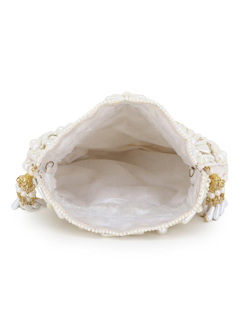 white faux silk ethnic potli - 17695072 - Zoom Image - 3