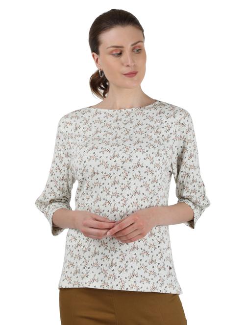 round neck floral top - 17695107 - Standard Image - 1