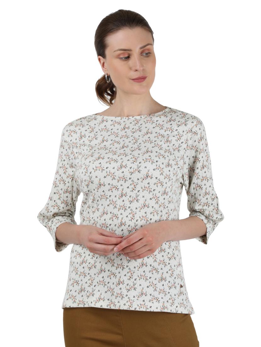 round neck floral top - 17695107 - Zoom Image - 1