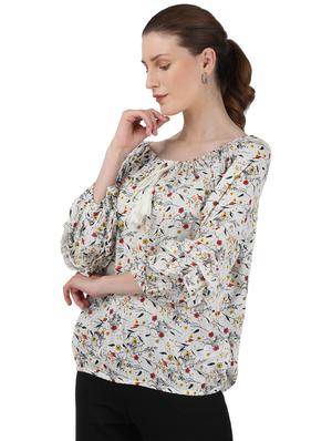 round neck floral blouson top - 17695109 - Standard Image - 2