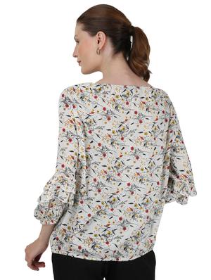 round neck floral blouson top - 17695109 - Standard Image - 3