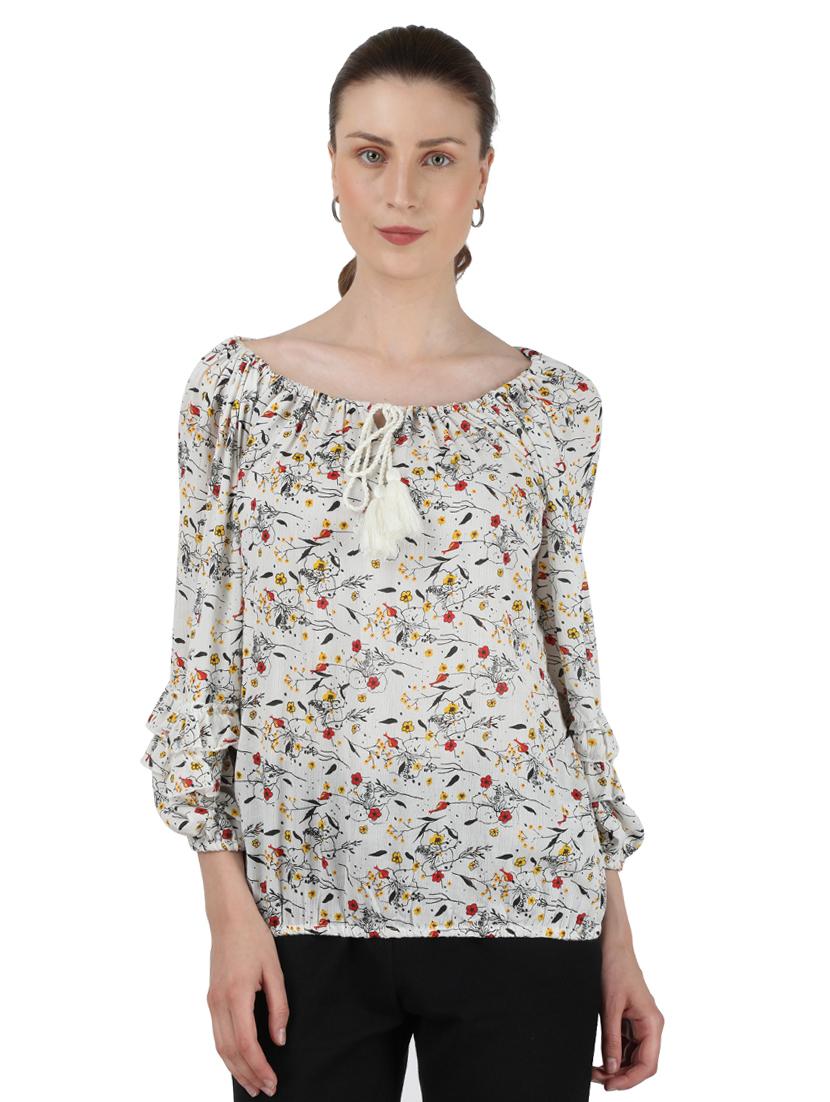 round neck floral blouson top - 17695109 - Zoom Image - 1