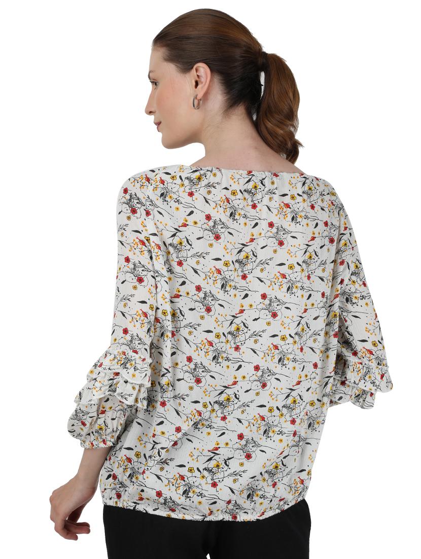 round neck floral blouson top - 17695109 - Zoom Image - 3