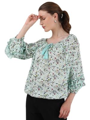 tie up neck floral blouson top - 17695110 - Standard Image - 2