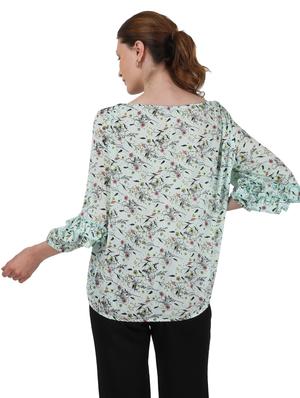 tie up neck floral blouson top - 17695110 - Standard Image - 3