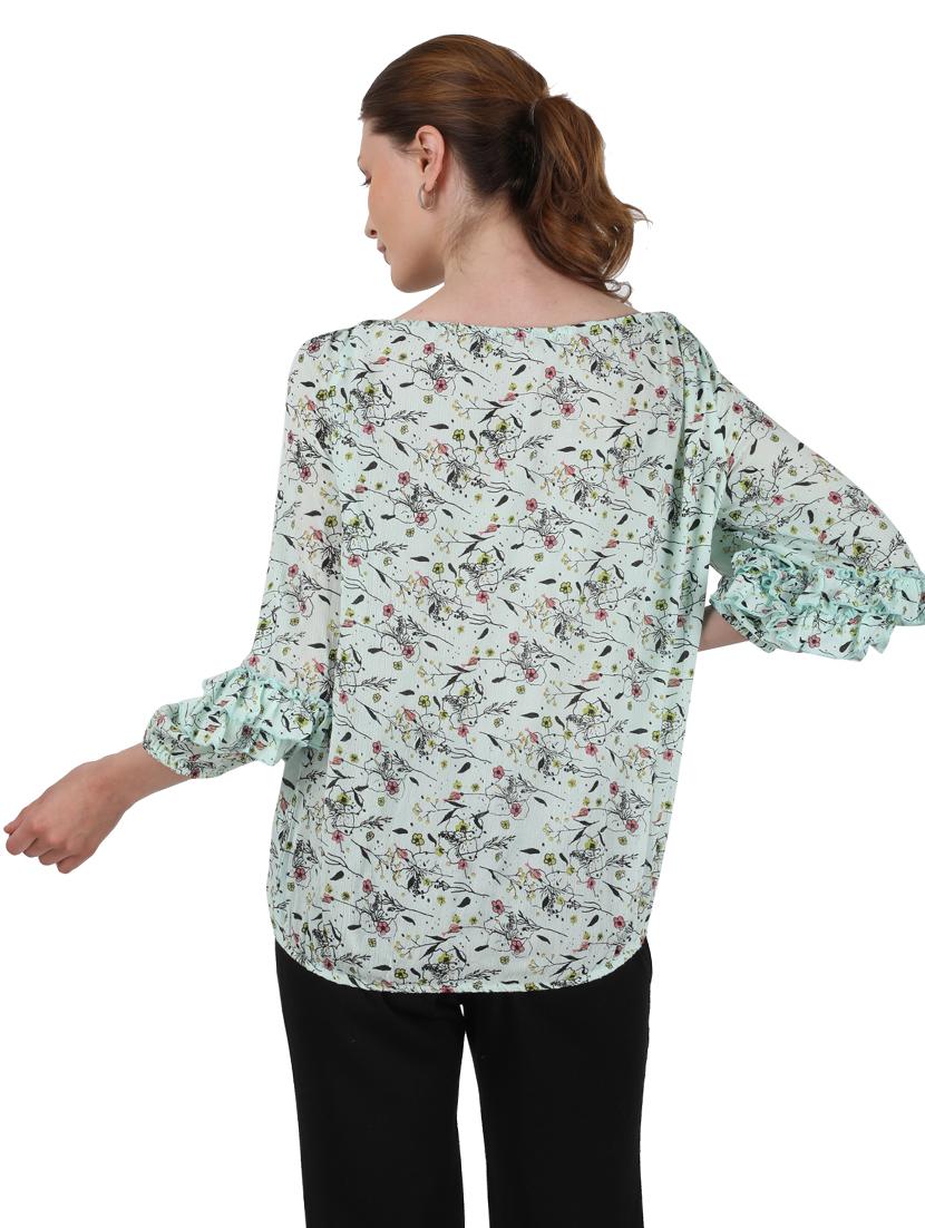 tie up neck floral blouson top - 17695110 - Zoom Image - 3