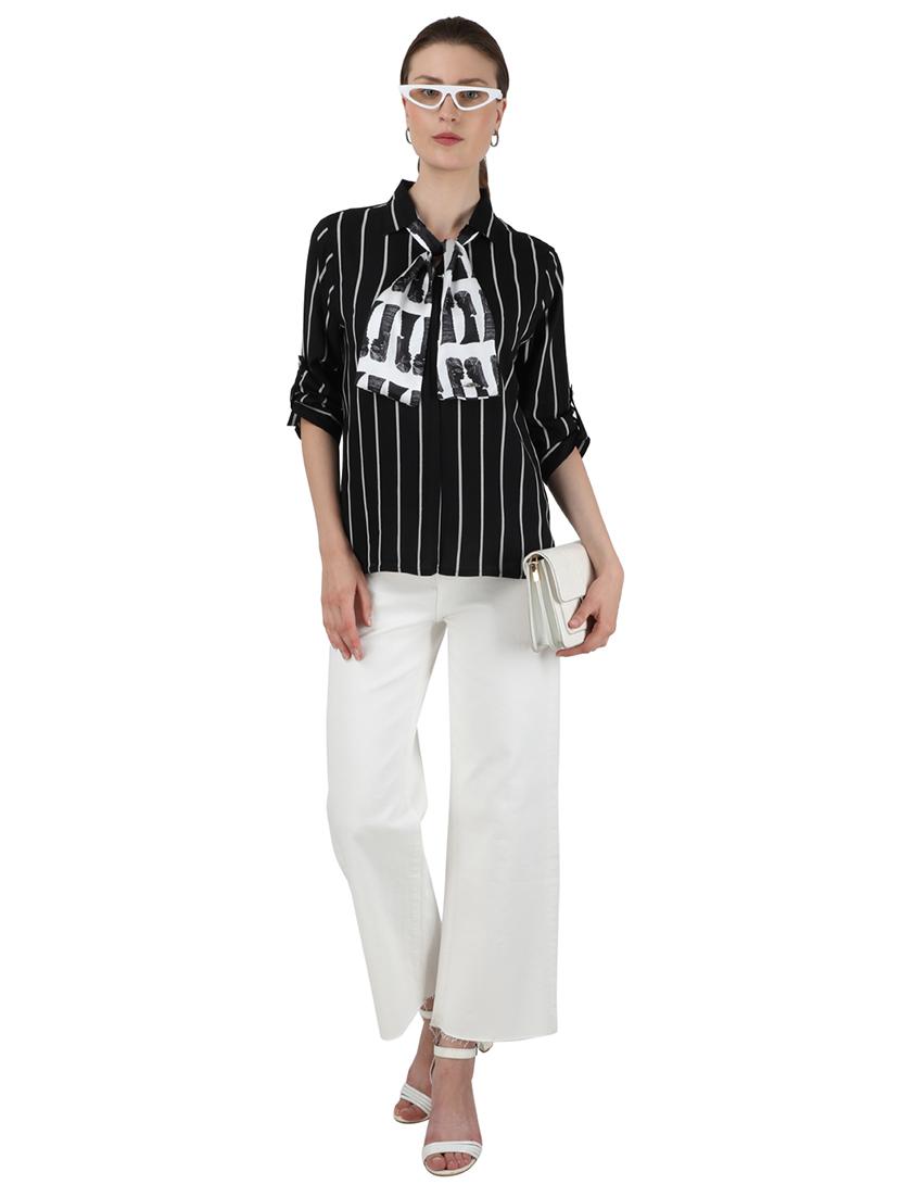 tie up neck striped top - 17695111 - Zoom Image - 4