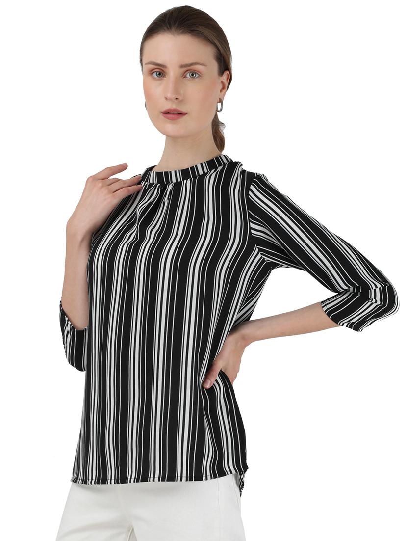 round neck striped top - 17695115 - Zoom Image - 2