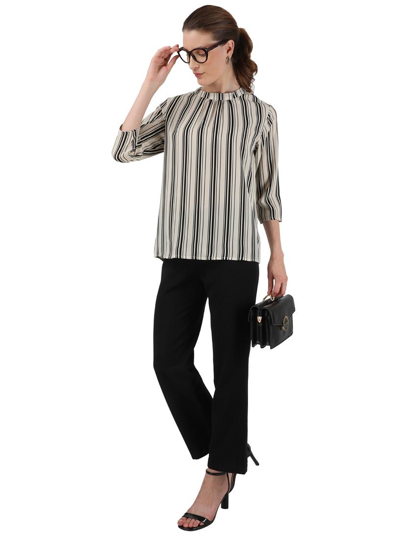 round neck striped top - 17695116 - Zoom Image - 4