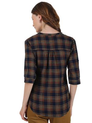 mandarin neck checkered top - 17695117 - Standard Image - 3