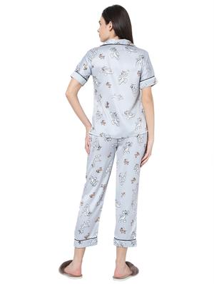 grey printed pyjama nightwear set - 17695175 - Standard Image - 3