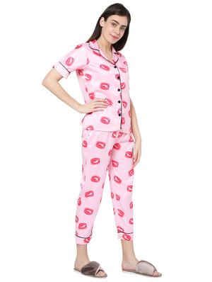 pink printed pyjama nightwear set - 17695176 - Standard Image - 2