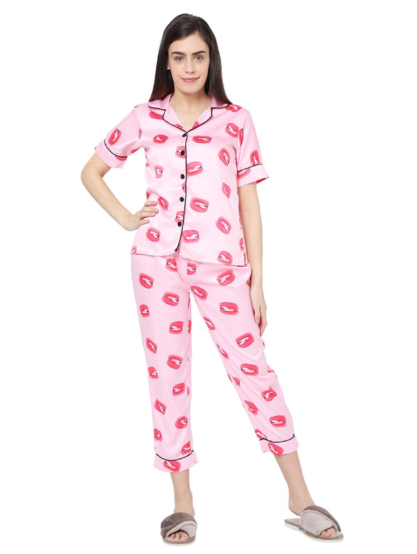 pink printed pyjama nightwear set - 17695176 - Zoom Image - 1