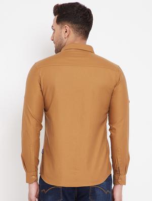 orange solid casual shirt - 17695223 - Standard Image - 3