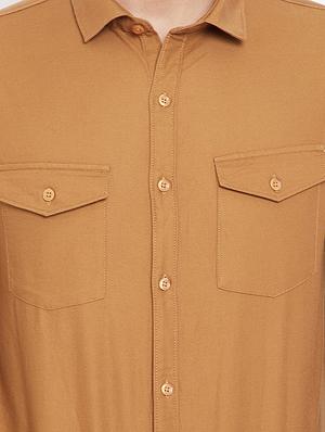 orange solid casual shirt - 17695223 - Standard Image - 5