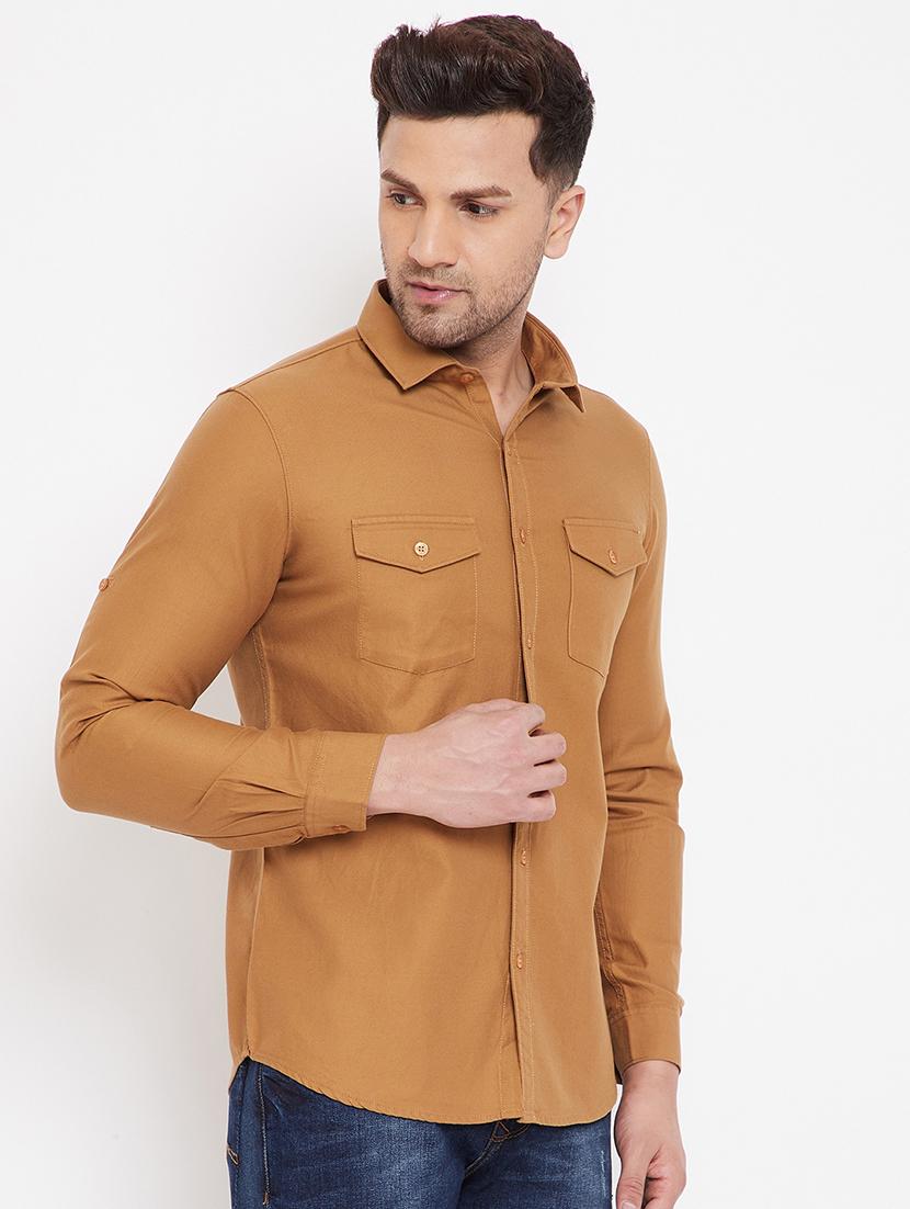 orange solid casual shirt - 17695223 - Zoom Image - 2