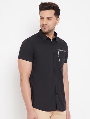 black solid casual shirt - 17695226 - Standard Image - 2