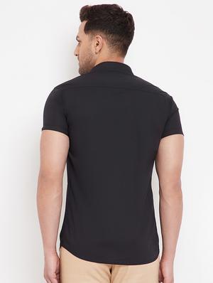 black solid casual shirt - 17695226 - Standard Image - 3