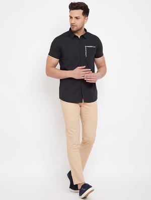 black solid casual shirt - 17695226 - Standard Image - 4