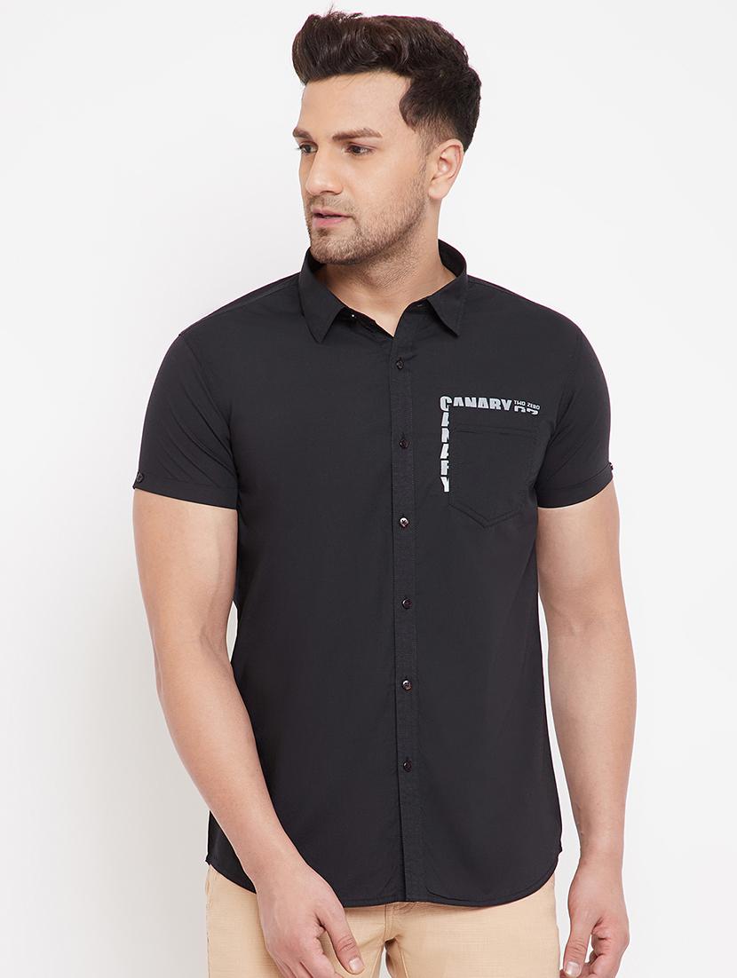 black solid casual shirt - 17695226 - Zoom Image - 1