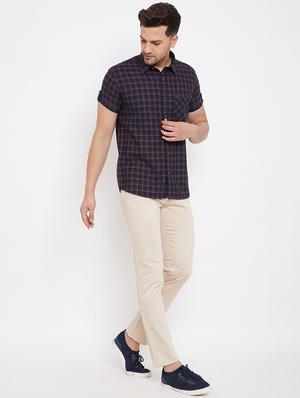 navy blue checkered casual shirt - 17695228 - Standard Image - 4