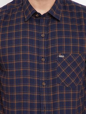 navy blue checkered casual shirt - 17695228 - Standard Image - 5