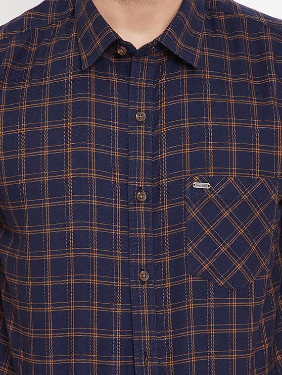 navy blue checkered casual shirt - 17695228 - Zoom Image - 5