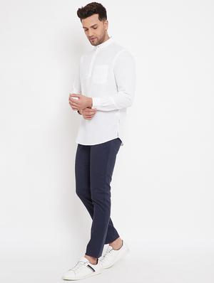 white solid casual shirt - 17695231 - Standard Image - 4