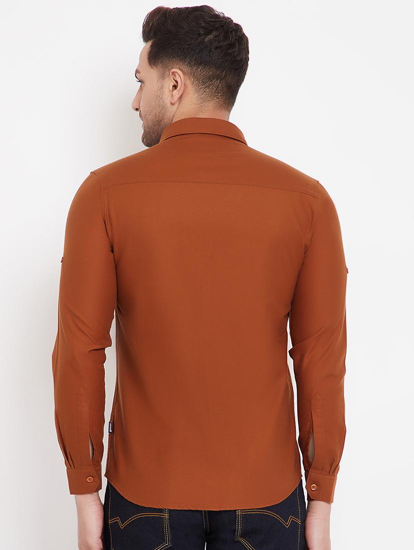orange solid casual shirt - 17695238 - Zoom Image - 3