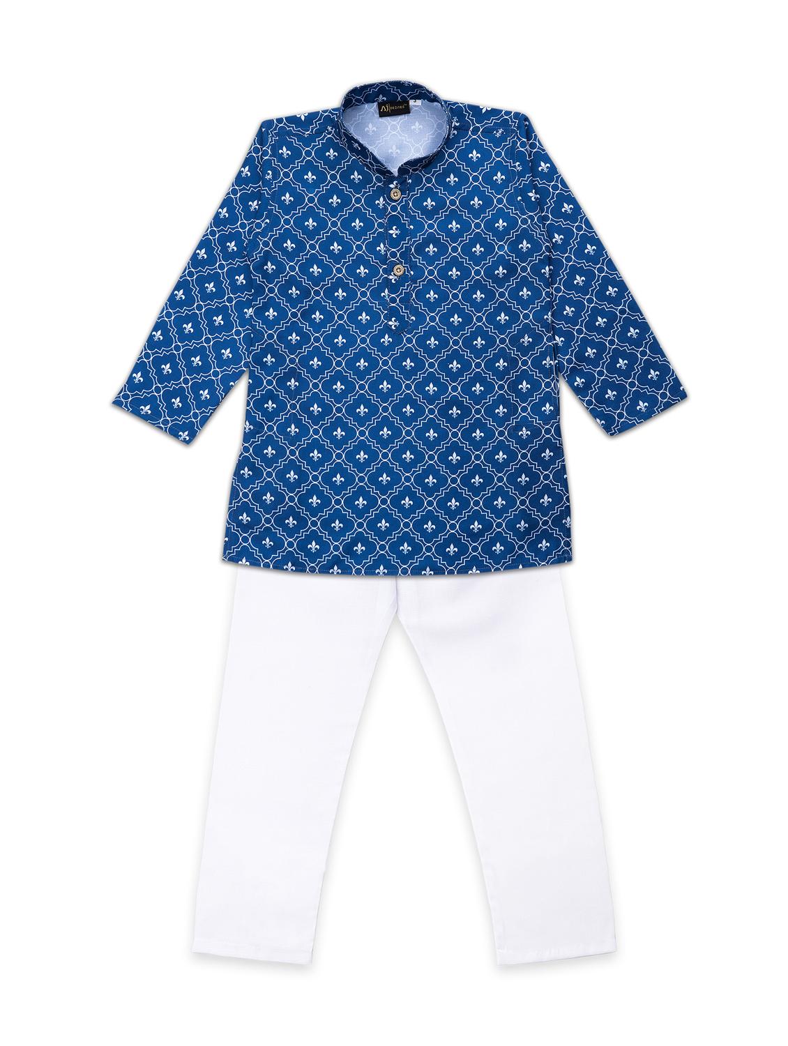 blue poly cotton kurta sets - 17695245 - Zoom Image - 1