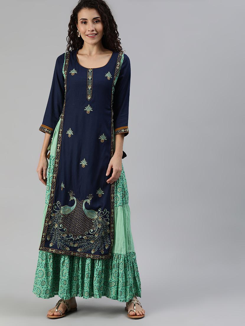 embroidered layered kurta - 17695347 - Zoom Image - 3