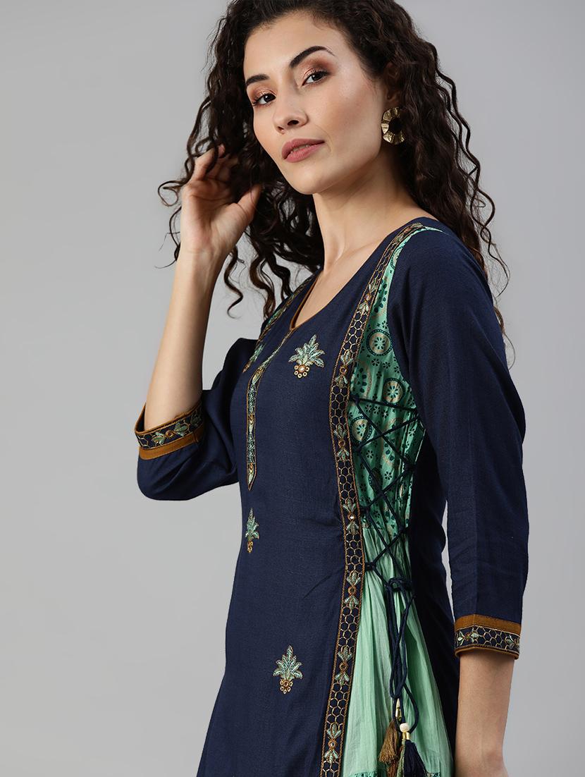 embroidered layered kurta - 17695347 - Zoom Image - 6