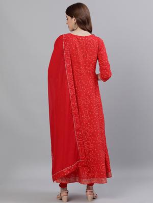 red cotton anarkali kurta - 17695363 - Standard Image - 3