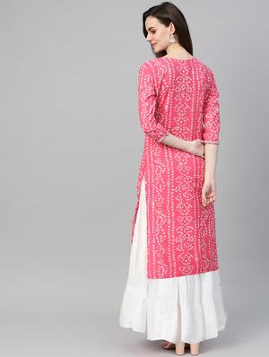 bandhani print straight kurta - 17695366 - Standard Image - 3