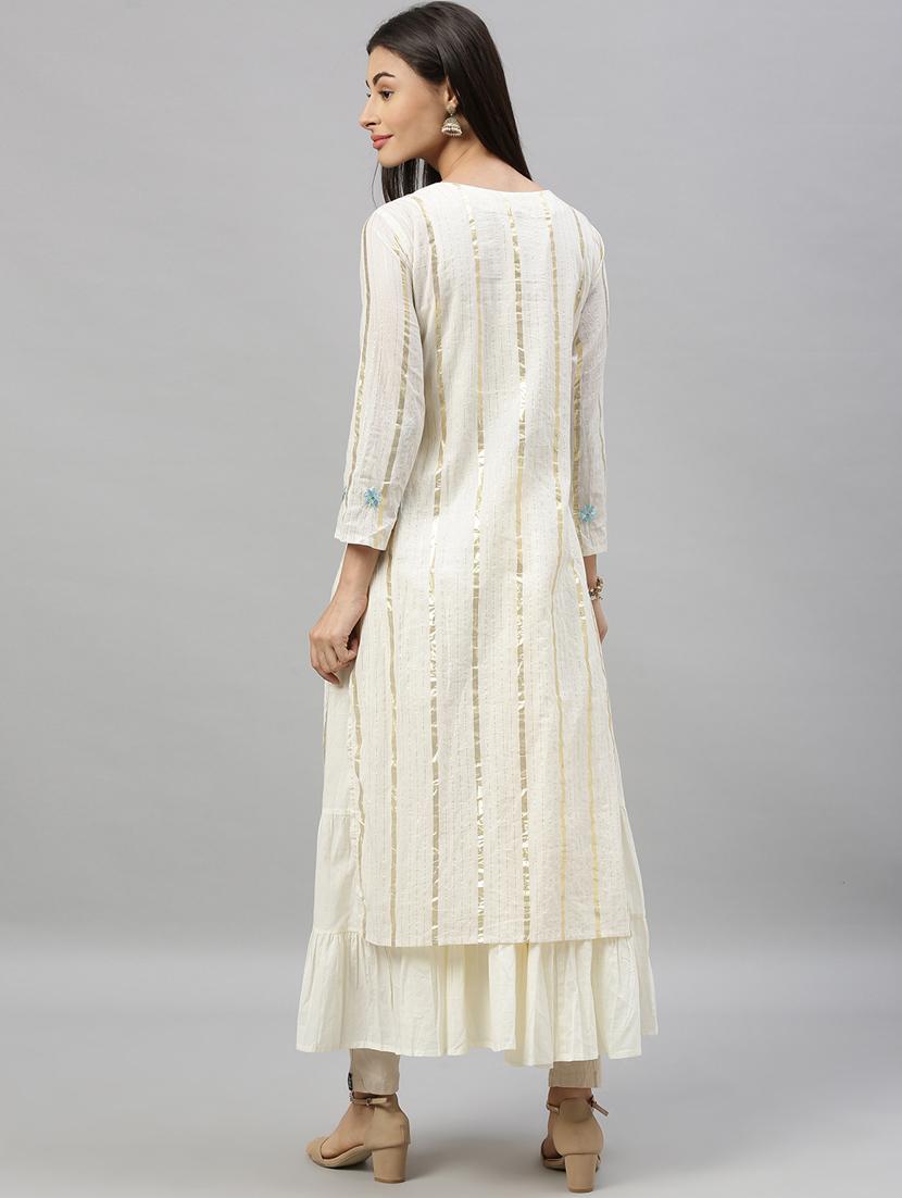embroidered layered kurta - 17695367 - Zoom Image - 3
