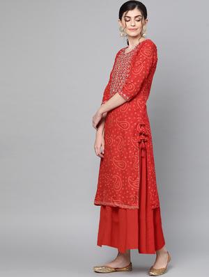 embroidered straight kurta - 17695368 - Standard Image - 2
