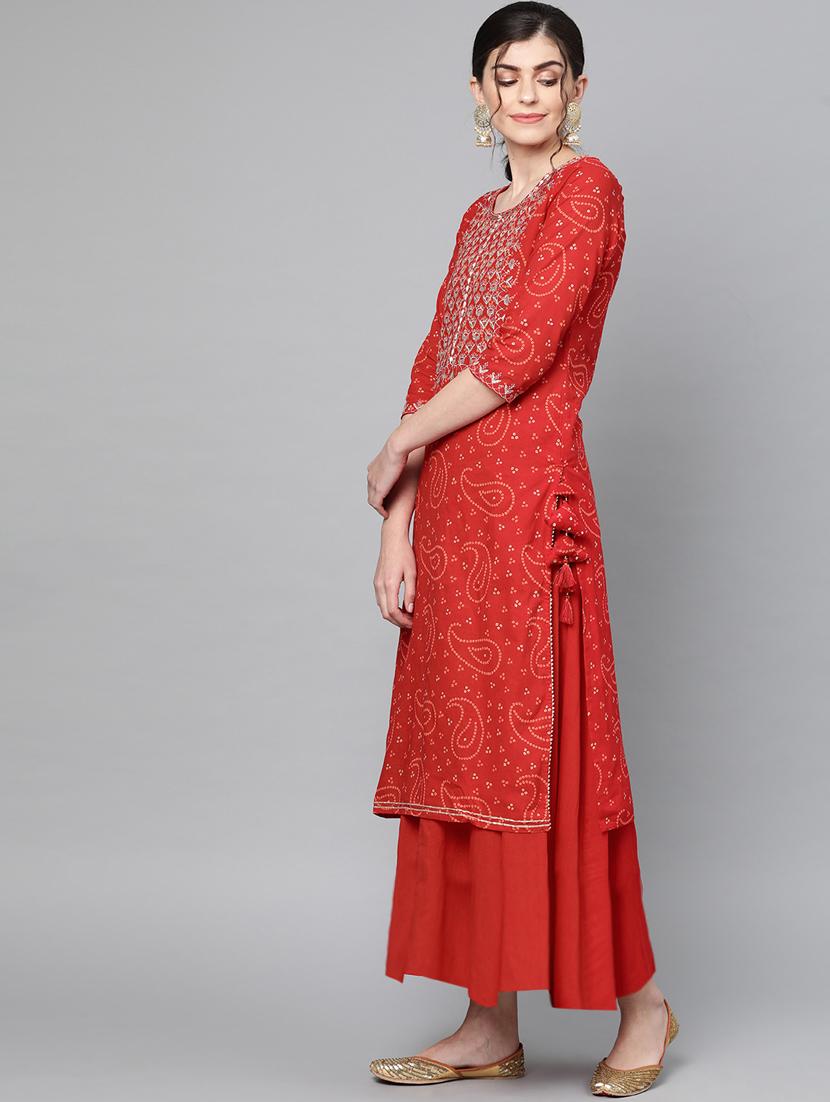 embroidered straight kurta - 17695368 - Zoom Image - 2