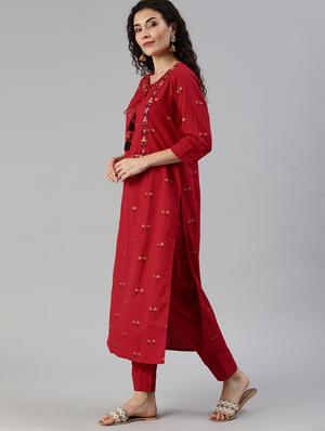 embroidered straight kurta - 17695370 - Standard Image - 2