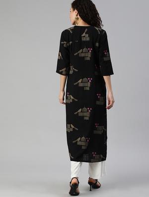 printed straight kurta - 17695372 - Standard Image - 3