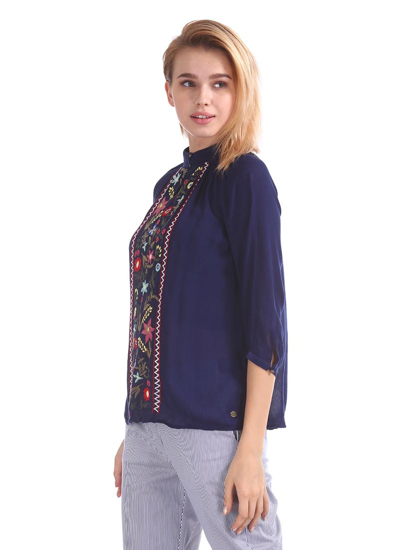floral embroidered smock neck top - 17695778 - Zoom Image - 2