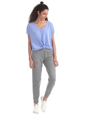 curved hem v-neck top - 17695781 - Standard Image - 4