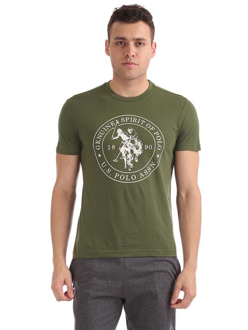 olive green printed t-shirt - 17695799 - Standard Image - 1