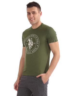 olive green printed t-shirt - 17695799 - Standard Image - 2