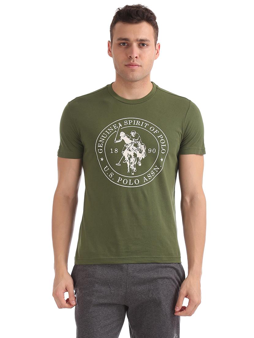 olive green printed t-shirt - 17695799 - Zoom Image - 1