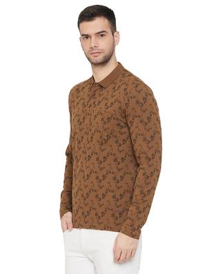 brown printed polo t-shirt - 17695864 - Standard Image - 2