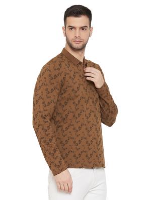 brown printed polo t-shirt - 17695864 - Standard Image - 3