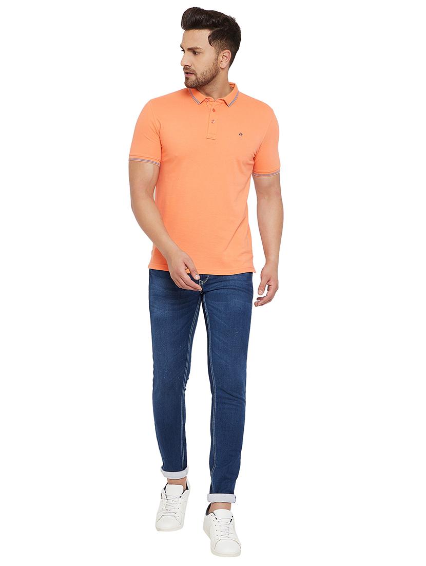 orange solid polo t-shirt - 17695878 - Zoom Image - 5